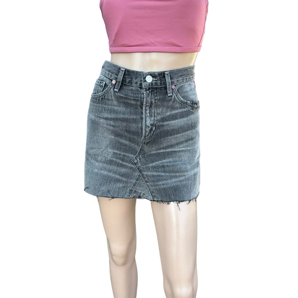 New Citizens of Humanity Premium Vintage Agnes Crisscross Denim Mini Skirt 27